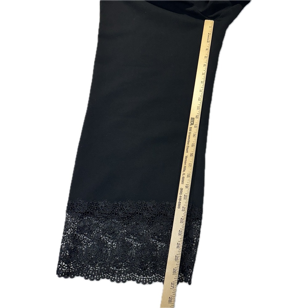 Ann Taylor Factory Womens Black Lace Hem Cropped Wide Leg Pants Size 14 Spring - Picture 3 of 8